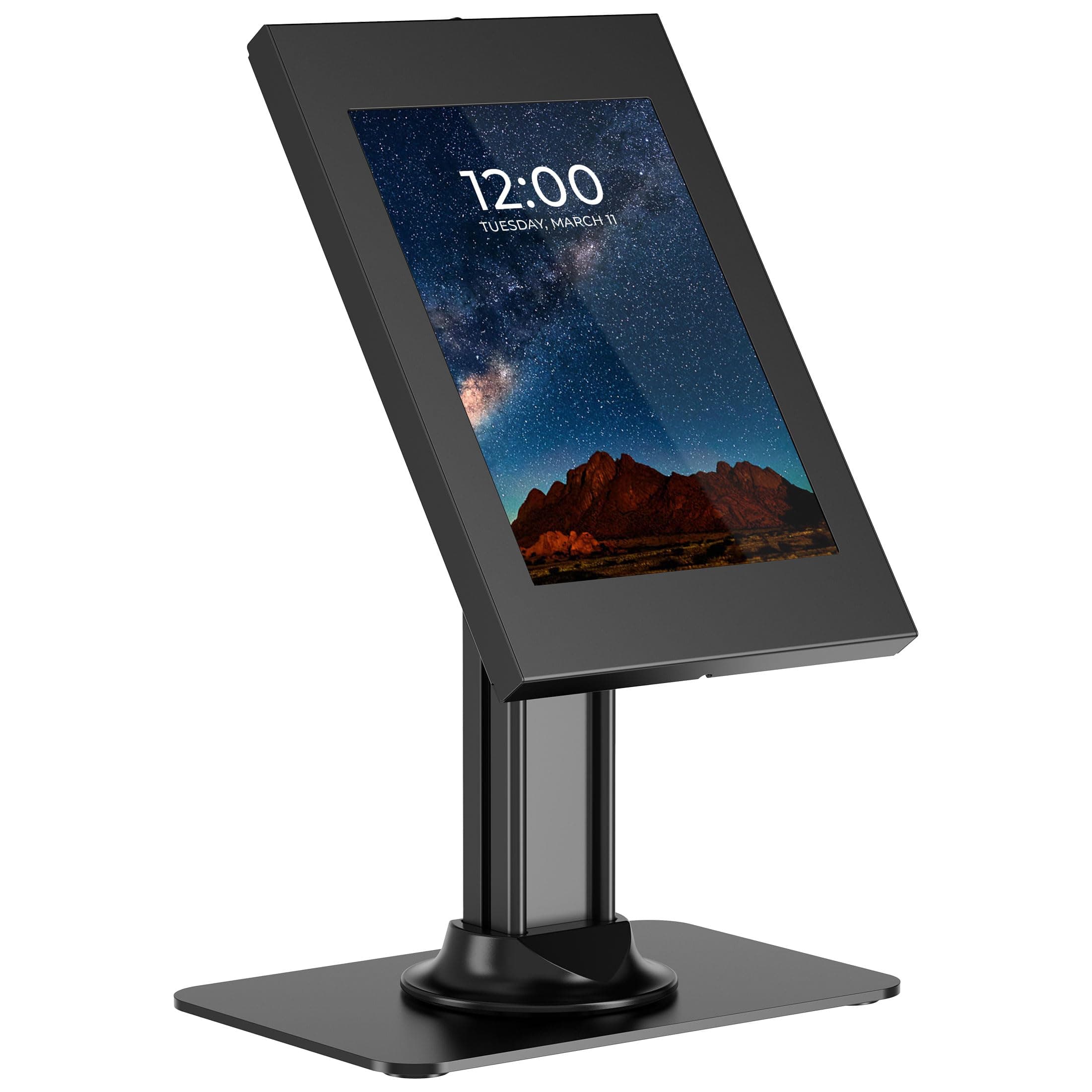 Mount-It! Anti-Theft Tablet Kiosk, Locking Countertop Tablet Enclosure with Freestanding Base, Universal Enclosure Compatible with iPads Gen 7, 8, 9 and 10, iPad Pro, iPad Air, Black