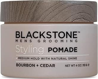 - Men's Grooming Hair Styling Pomade - Medium Hold with Natural Shine | Bourbon + Cedar (4 oz)