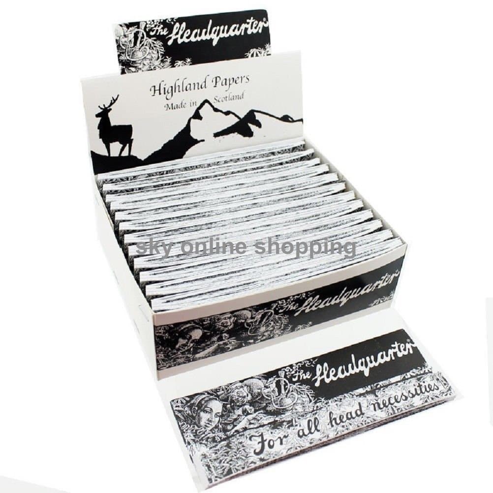 6 Booklets Highland Headquarters King Size Rolling Paper & Roach Card Tips Smoking Papers