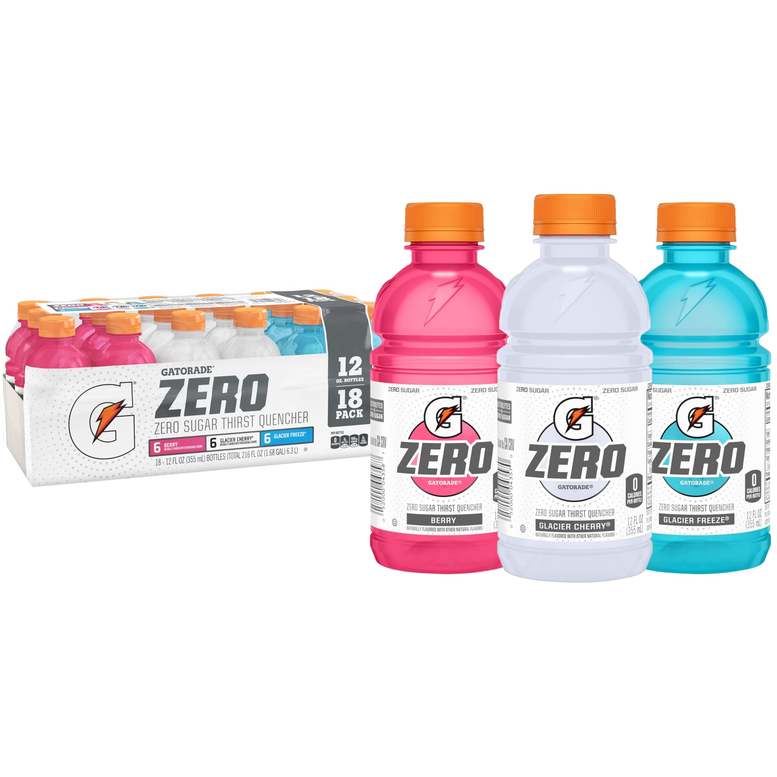 Zero Flavor Variety Pack, 12 Fl Oz Bottles, 18 Pack