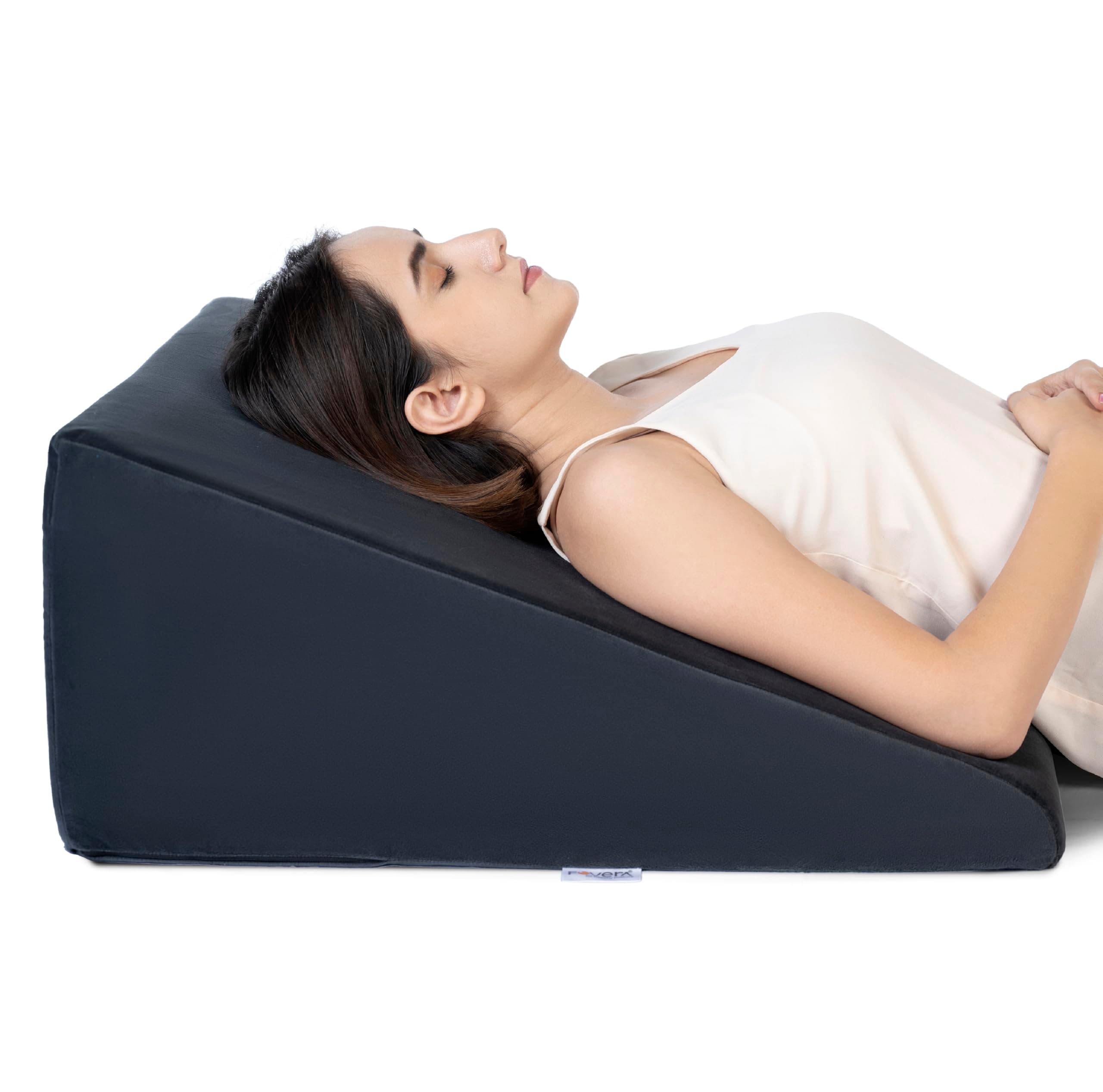 FOVERA Multi-Purpose Memory Foam Bed Wedge Pillow - Medical Grade Foam - for Acid Reflux, Snoring, Post Surgery, Pregnancy and Relaxing in Bed (Dark Grey, Large - 26 x 24 x 11 Inch)