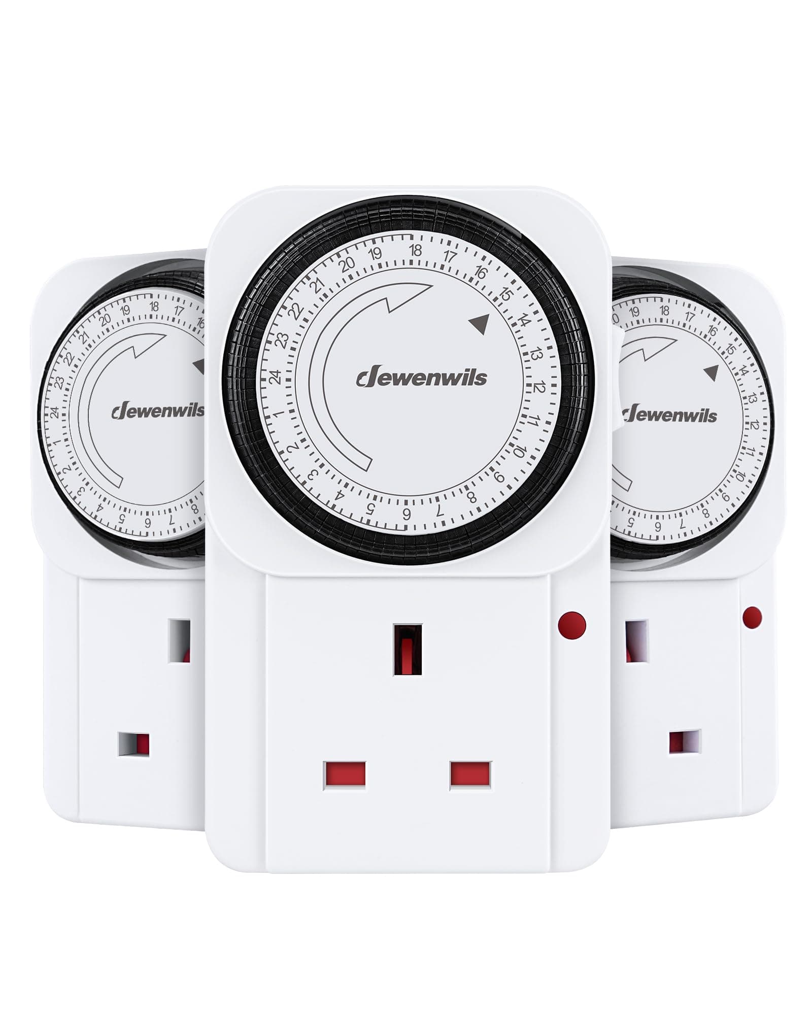 DEWENWILS Timer Plug Socket UK, 24 Hour Programmable Energy Saving Light Timer for Home Security, Lamp, Router Christmas Light, Coffee Machine, Home Appliances (3 Pack)