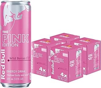 Red Bull Pink Edition Energy Drink, Wild Berries, 12 fl. oz., Pack of 16 cans, with 80mg Caffeine, Taurine & B Vitamins