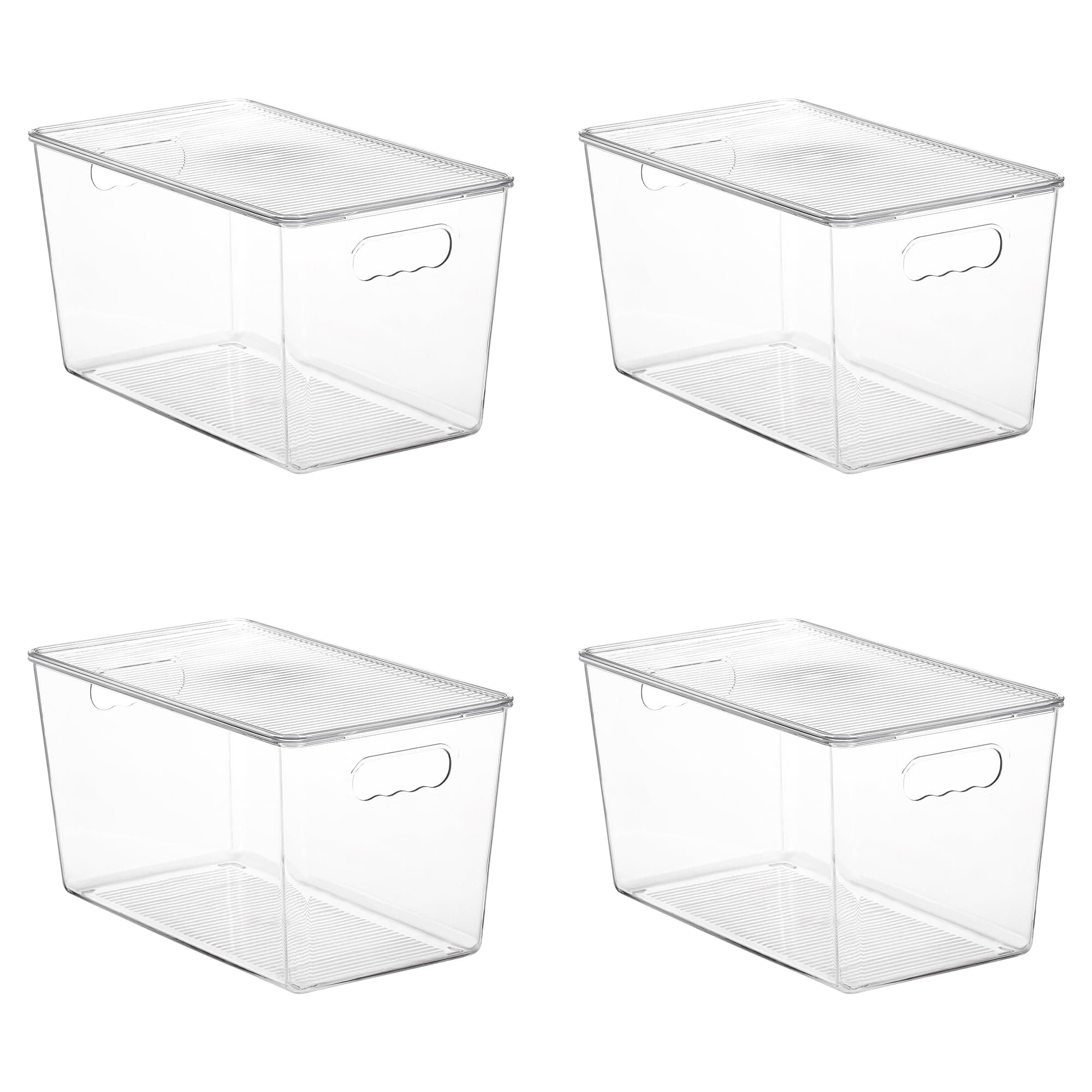 Vtopmart 4 Pack Clear Stackable Storage Bins with Lids,XLarge Plastic Containers with Handle for Pantry Organizer and Storage,Perfect for Kitchen,Fridge,Cabinet, Closet,Bathroom Organization