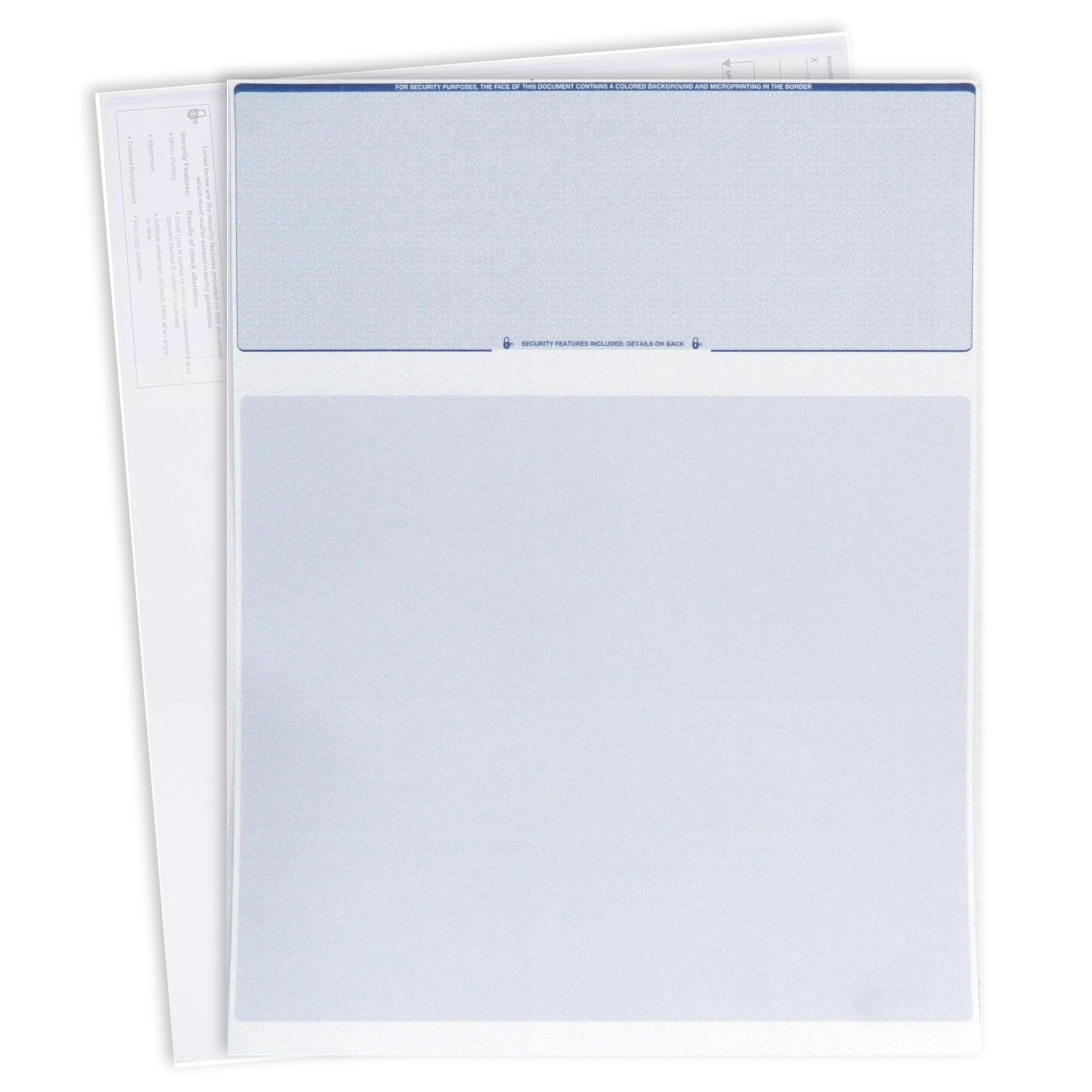 EnDoc Computer Check Paper - 50 Sheets - Business Checks on Top and Stub on Bottom - Security Features & Laser Printer Compatible with Quickbooks Blank Check Stock - Diamond Blue