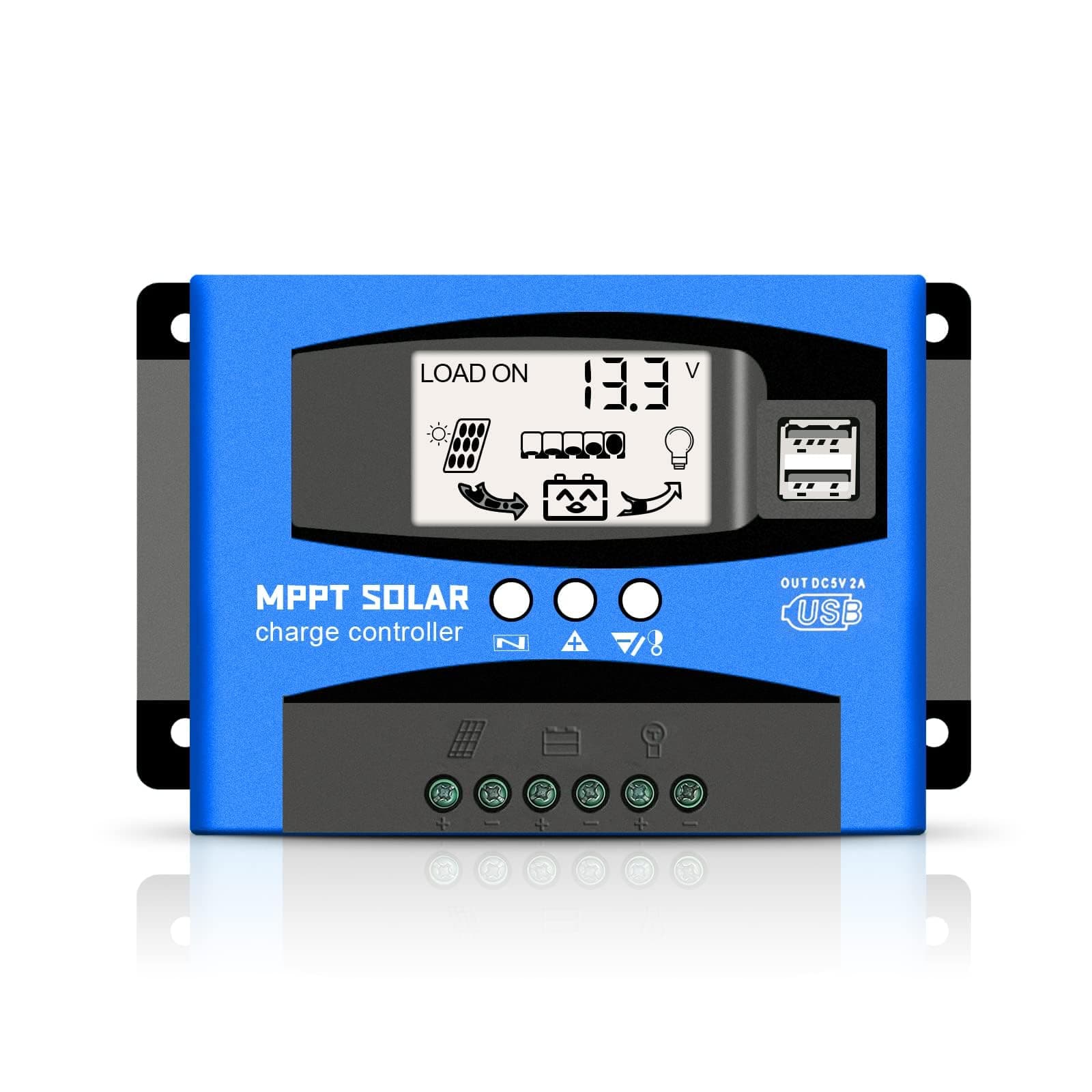 MAKINGTEC 60A MPPT Solar Charge Controller, Solar Regulator Charge Controller, with LCD Display Dual USB Multiple Load Control Modes, 12v/24v Current Auto Focus, MPPT Tracking Charge