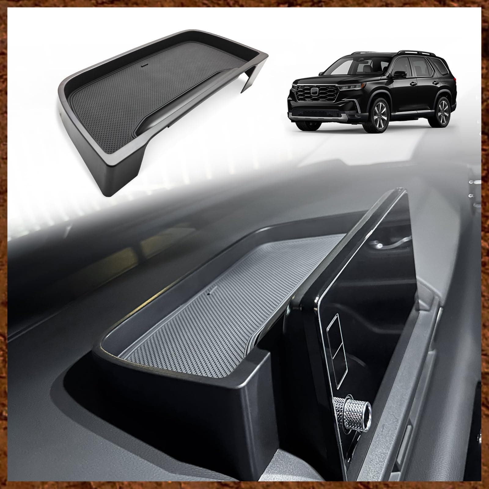 Muslogy for 2024 2023 Pilot Dash Storage Tray Insert Behind Screen Box Center Console Organizer Interior Accessories Compatible with Honda Pilot 2023-2024 Sport EX-L TrailSport Touring Elite