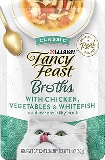 Purina Lickable Wet Cat Food Broth Topper Classic, Chicken, Vegetables and Whitefish - (Pack of 16) 1.4 oz. Pouches