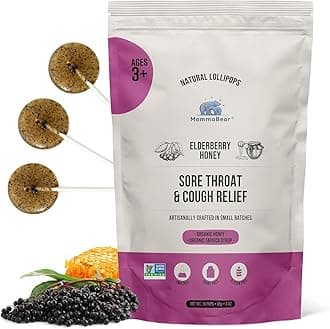 Natural Sore Throat Care Lollipops – Elderberry & Honey Kids Cough Lollipops – Organic Sick Essentials Lolli Treats, No Artificial Additives – Tightly Sealed for Freshness (10 Pack)