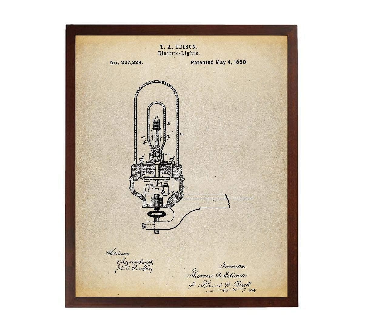 Edison Light Bulb Poster Art Print Thomas Edison Patent Technology Poster Art Print Industrial Wall Decor TNP121