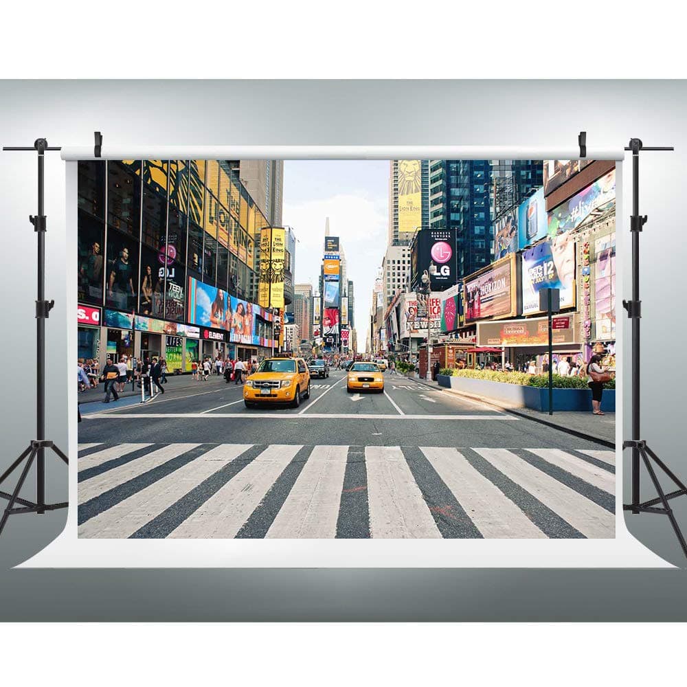 EOA 7(W) x5(H) FT NYC Time Square Taxi Buildings Photography Background New York Street Party Backdrop Portrait Banner Studio Props