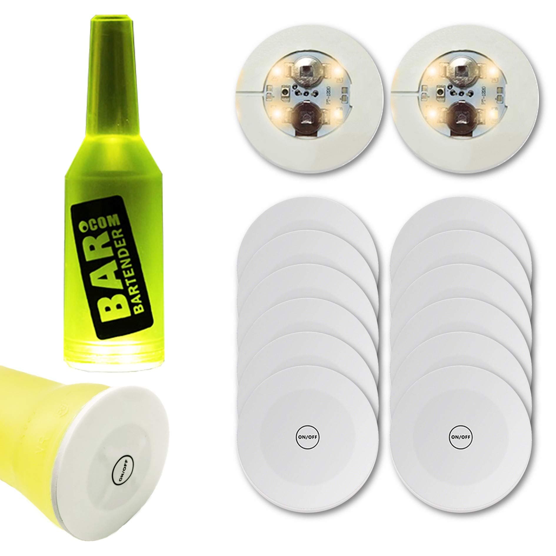 12Pcs LED Coaster, LED Sticker Lights, LED Bottle Lights Cup Holder Lights for Wine Liquor Bottle, Bottle Sparklers for Champagne, Party, Bar, Warm White