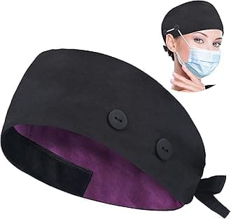 ABAMERICA Working Caps with Button and Sweatband, Adjustable Working Hats for Women Men, One Size(Tie Back or Toggle)