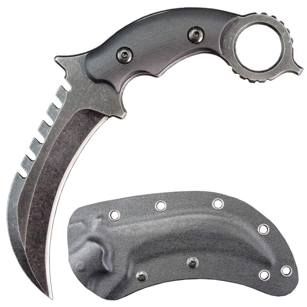 C1696 Fixed Blade Knife, D2 Steel G10 Handle 4.3 Inches, Outdoor Survival Camping EDC Tools with Kydex Sheaths(Black)