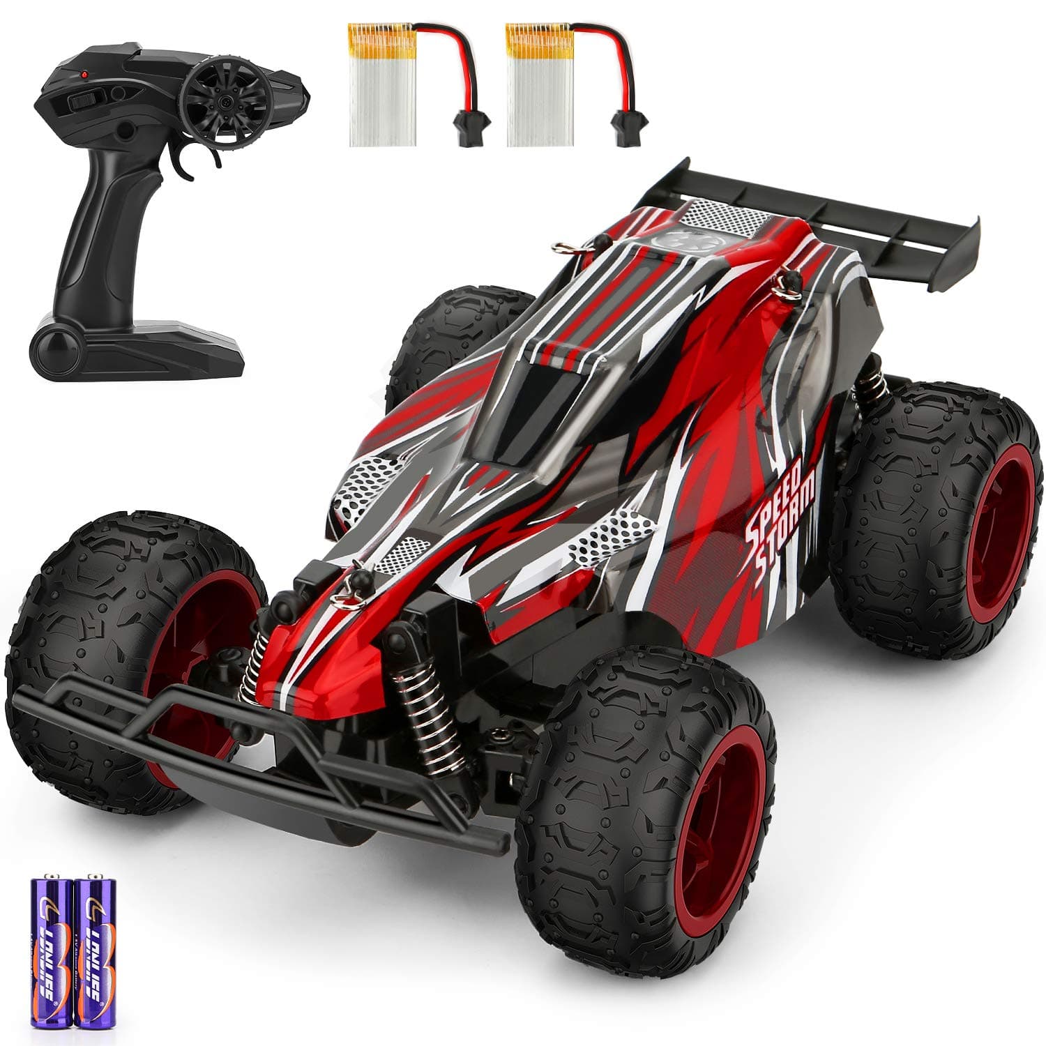 Remote Control Car,2.4 GHZ High Speed Racing Car with 2 Rechargeable Batteries,All Terrain Waterproof Electronic RC Truck,Toy Gift for 5 6 7 8 9-16 Year Old Boys Girls and Adults