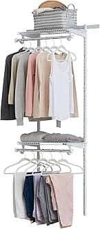 Rubbermaid Expandable Closet Shelf Kit, 2-4 ft., White, for Home/Closet/Garage/Laundry/Mudroom/Basement/House