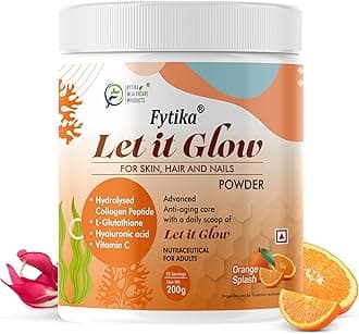 FYTIKA HEALTHCARE PRODUCTS Let It Glow Collagen Supplement Powder For Men & Women|L- Glutathione, Vitamin C, Sesbania Agati Extract|Promotes Healthy Skin, Hairs And Nails (Orange, Pack Of 1)