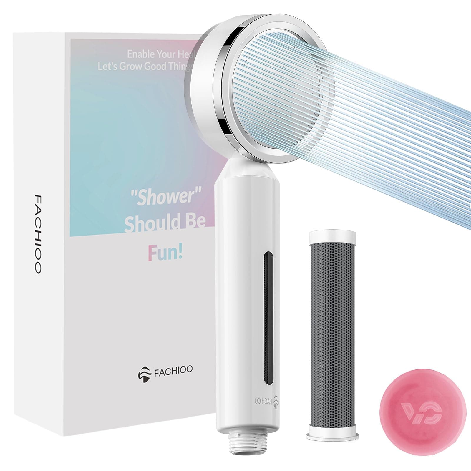 Handheld Shower Head with Four Stage Filter/Rose VC Filter Element, High Pressure Shower Head, Water Filter Showerhead, Water Softener Filter for Hard Water Remove Chlorine and Harmful Substances