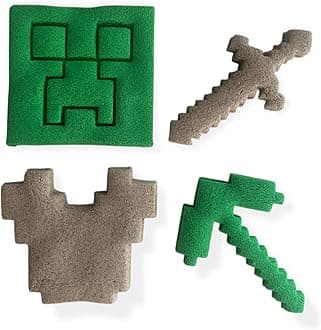 Block Adventure Craft Cookie Cutter Set, Unique 3D Printed Cartoon Fondant Cookie Cutter, Baking Crafts, Party Supplies (4 PC) MADE IN USA