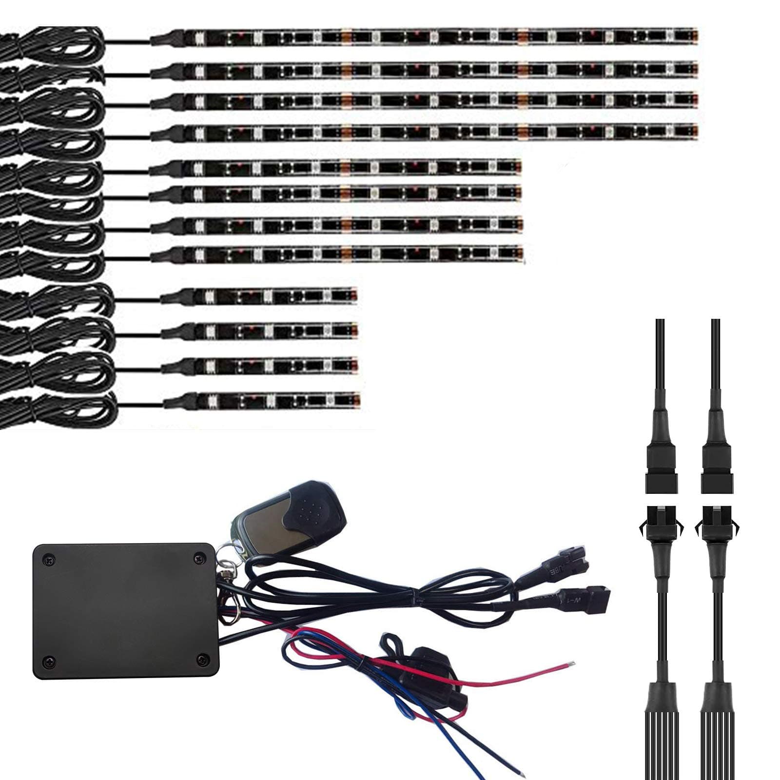 12Pcs Motorcycle LED Light Kit Strips Multi-Color Accent Glow Neon Lights Cellphone app Waterproof Controller with Wireless Remote ATV Club car Lights Music Sync