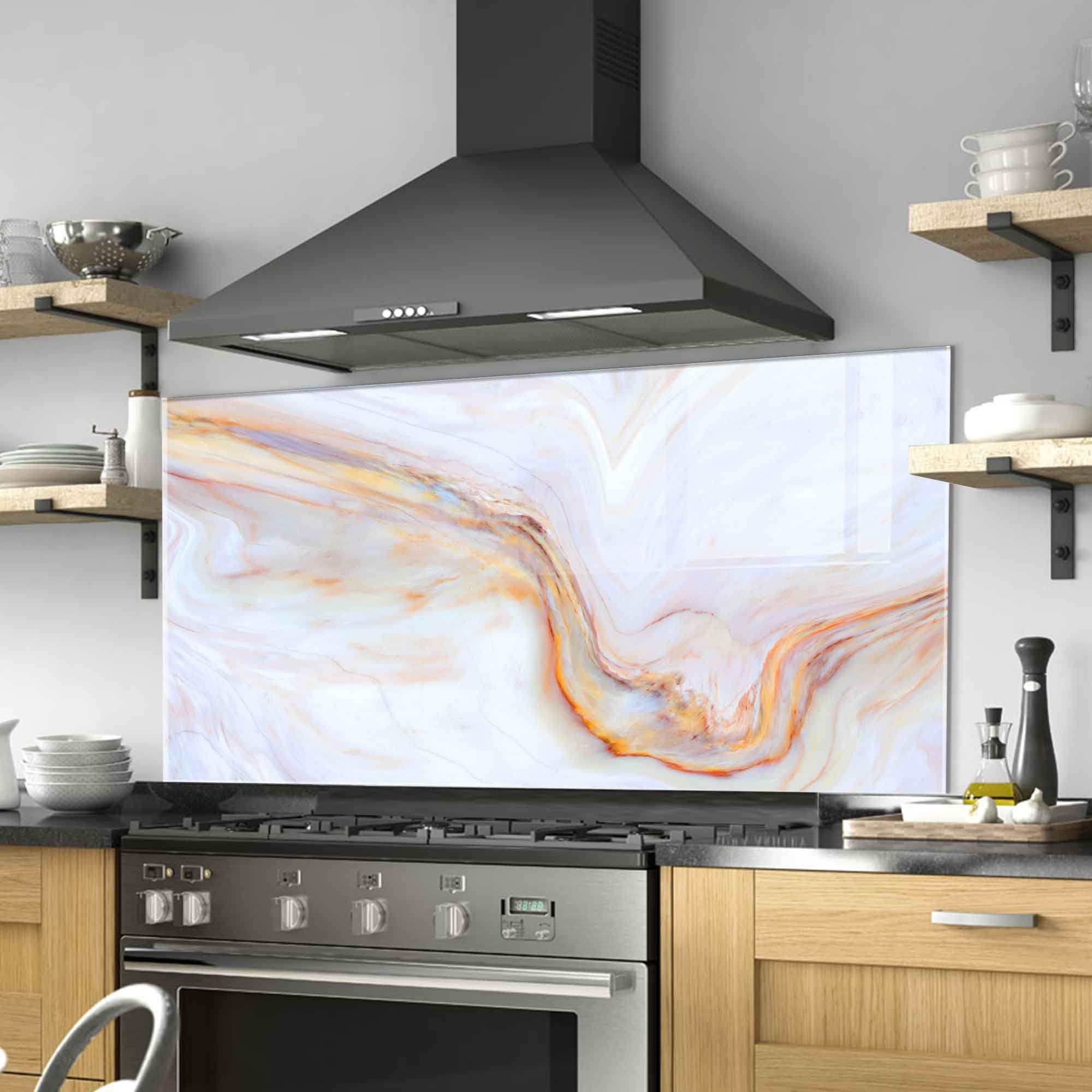 Tempered Glass Kitchen Backsplash, Stove Back Top Cover, Splashback Tile, Kitchen Sink Cover Splash Guard, Home Wall Decor (55x27.5''(140x70cm))