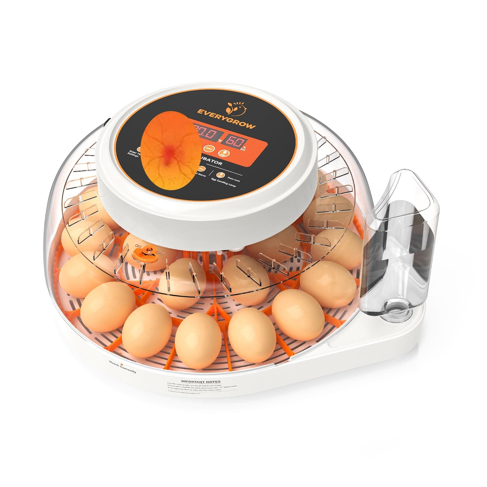 22 Egg Incubator for Hatching Eggs, Egg Incubator with Automatic Egg Turning and Humidity Control, Egg Candle Tester, Automatic Water Adding for Hatching Chickens, Ducks, Goose Eggs