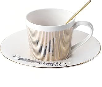 Coffee Cup and Saucer Sets 8.45oz Unique Dynamic Mirage Reflection Tea Cup Luxury Porcelain Mirror Ceramic Mug Gifts for Cappuccino Espresso 250ml Butterfly