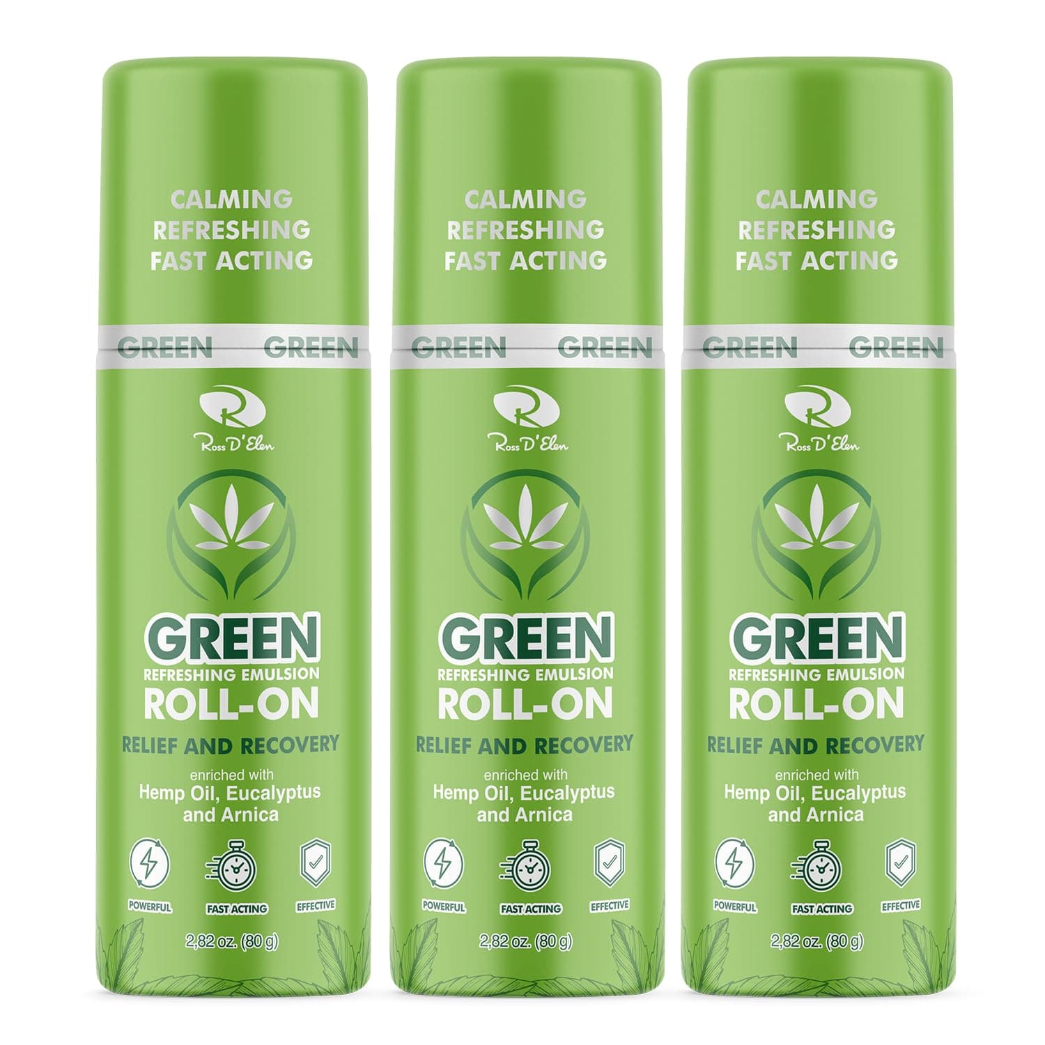 3-Pack ROLL-ON | Ross D’Elen Green Menthol Relief and Recovery