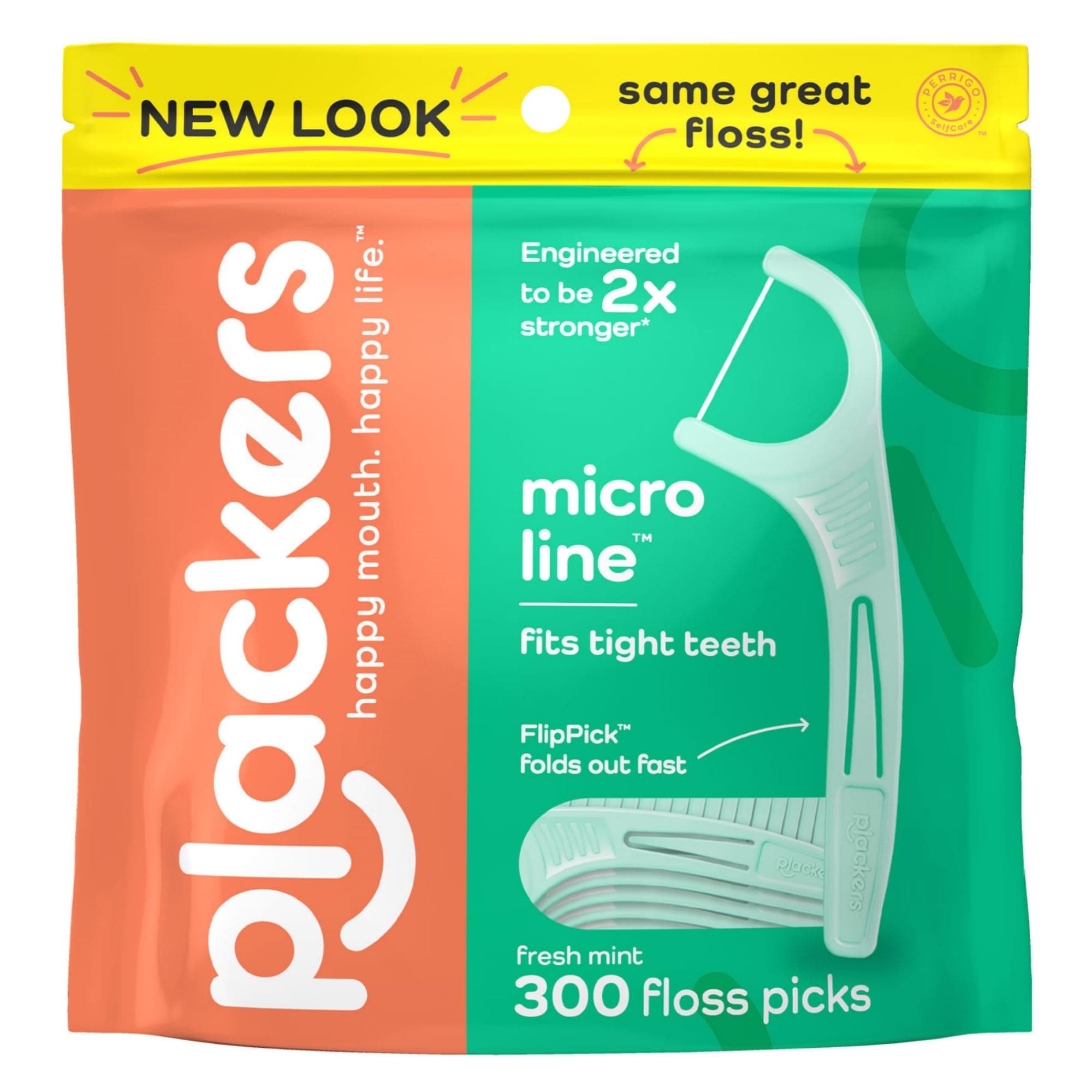 Dental Floss Plackers Micro Clean Mint 1 Bag (300 Count) Value Pack Interdental Brush, Plaque Remover, Mint Flavor, Includes Folding Pick