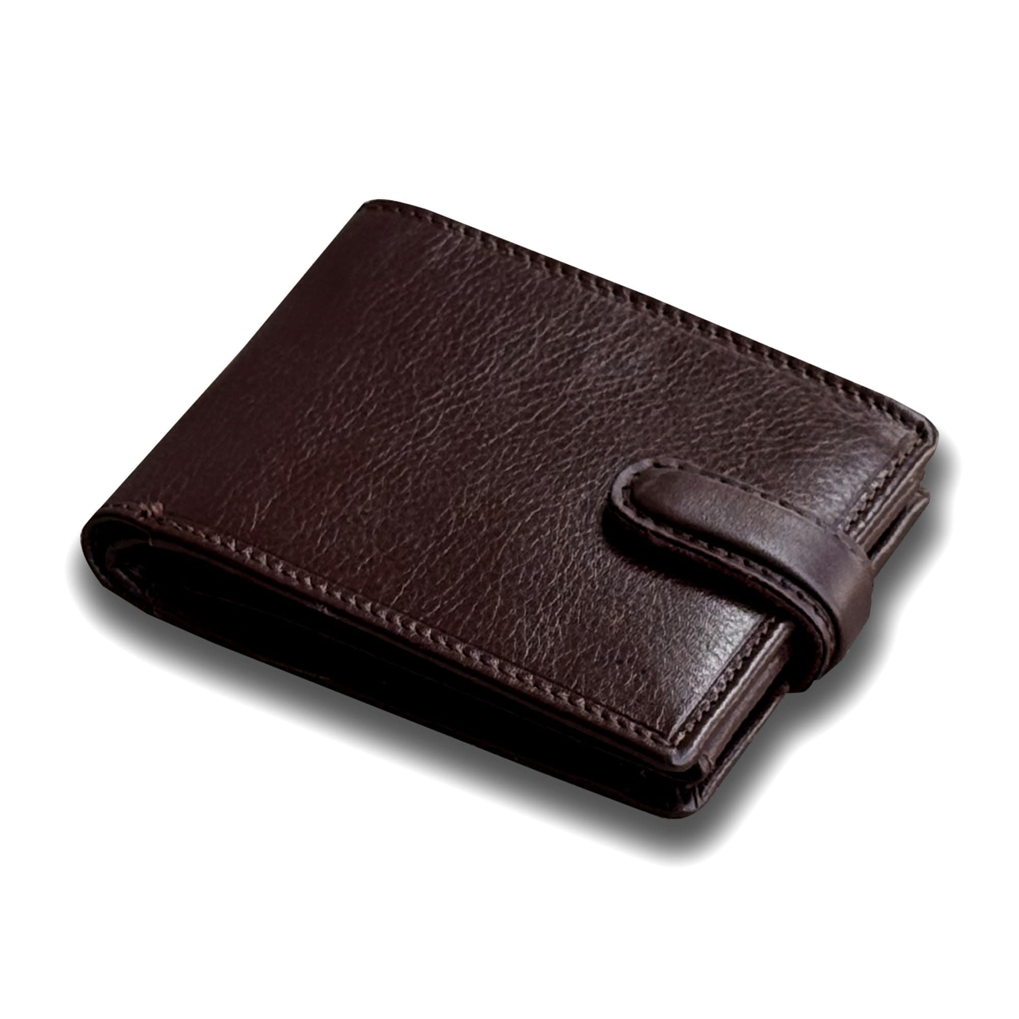 Mens Leather Wallet, RFID Blocking, Passcase with Coin Pocket, Compact Bifold Leather Wallet for Men with ID and Coin Pcoket - 4014 (Brown)