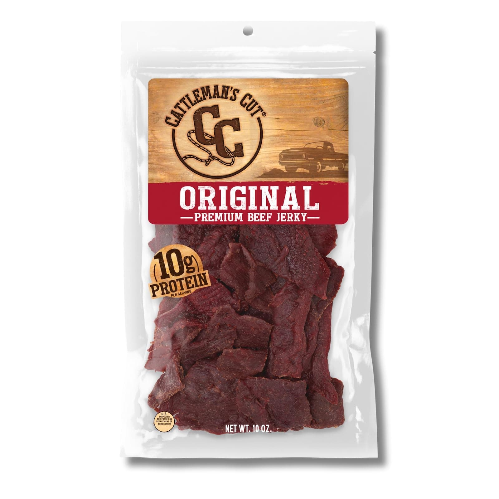 Original Beef Jerky, Premium Marinated Steak High Protein Meat Snacks, Keto Friendly, Gluten Free, Carnivore Travel Snack, Resealable Bag, 10 Ounces
