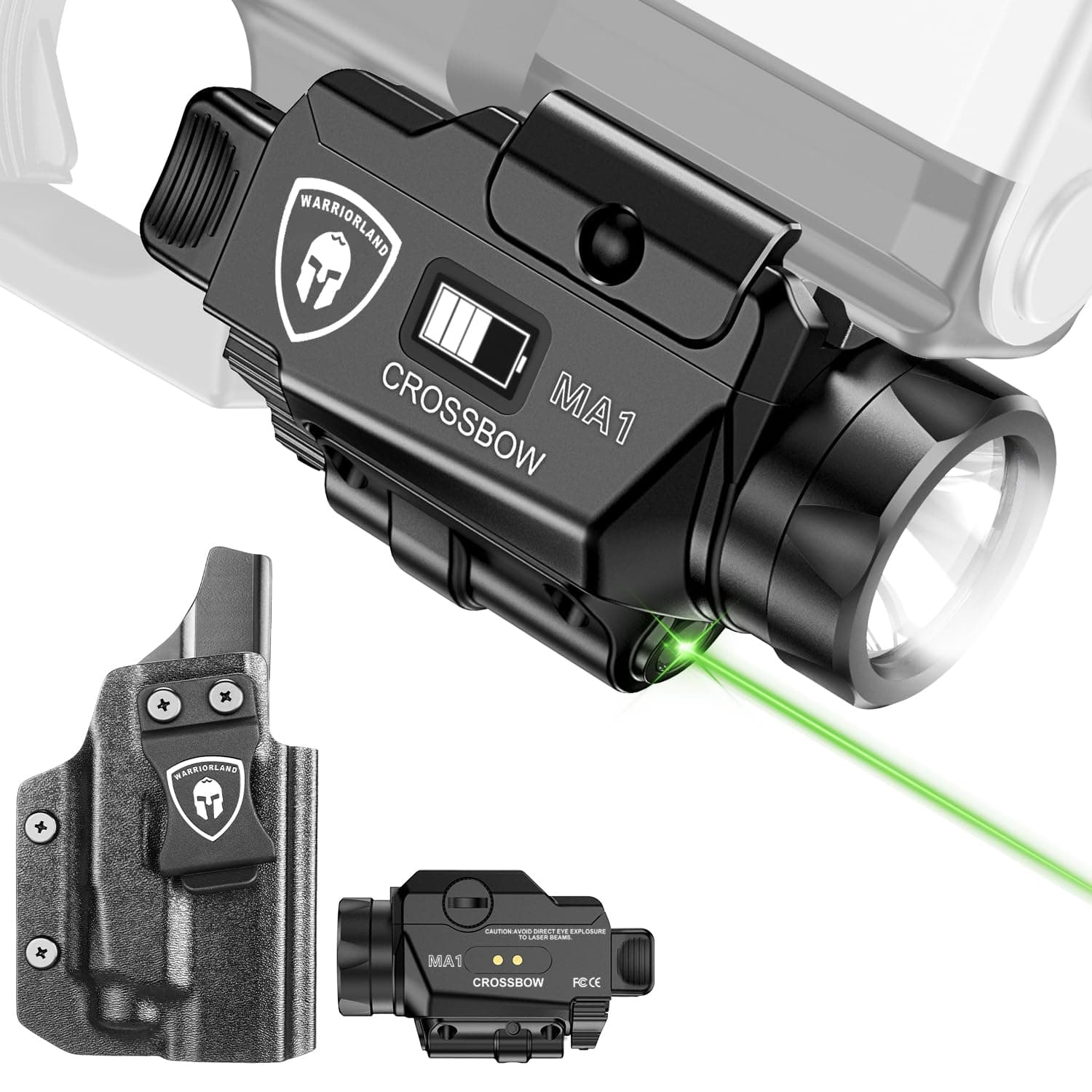 Universal Light Laser Combo with P320 Compact M18 Holster, Green Beam & LED Tactical Light, USB Rechargeable Flashlight-Screen Displays Battery Status, Crossbow MA1 w/ P320 M18 Holster