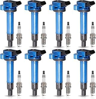 ENA Pack 8 Blue UF230 Ignition Coil 4504 Spark Plugs 4.3 4.7 V8 2000 2001 2002 2003 2004 2005 2006 2007 2008 2009 Compatible with Lexus Toyota Tundra Sequoia Land Cruiser 4Runner GS430 GX470 LS430