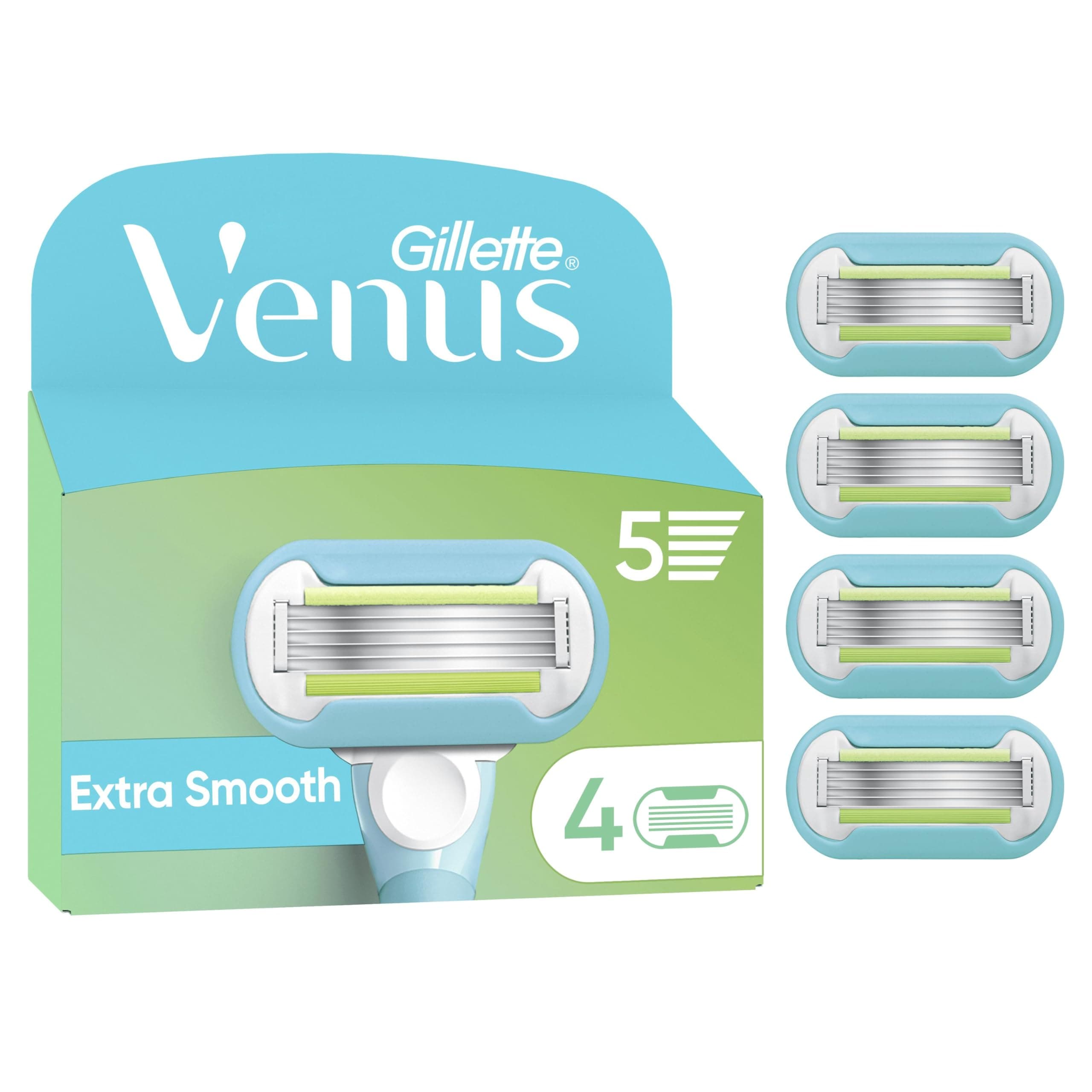 Gillette Venus Extra Smooth Women's Razor Blade Refills, Pack of 4, 5 blades for a super close shave