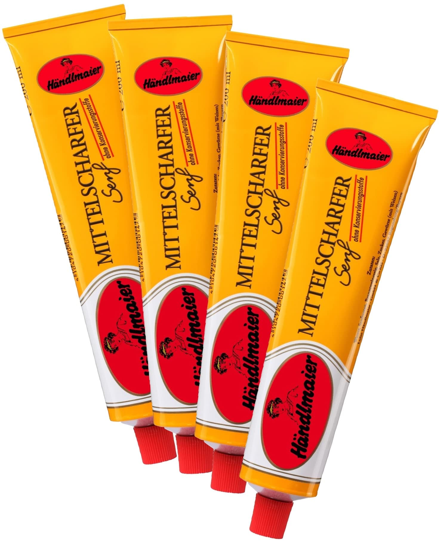 4x200 ml German Medium Hot Mustard, Haendlmaier / Germany