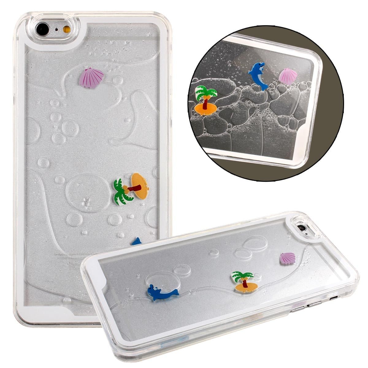 Case for iPhone 6S,Cover for iPhone 6S,Case for iPhone 6S with 4.7 inch Screen,Hard Case for iPhone 6S,NSSTAR Creative Design Flowing Liquid Swimming Dolphins Shell Coconut Trees Hard Case for Apple iPhone 6S (2015)/ iPhone 6 (2014) (Dolphins Shell:Clear)