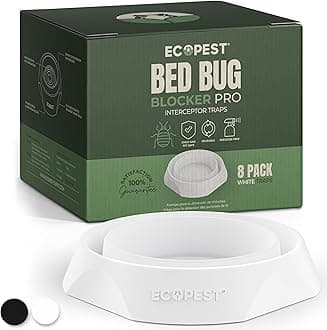 ECOPEST Bed Bug Interceptors – 8 Pack | Bed Bug Blocker (Pro) Interceptor Traps (White) | Insect Trap, Monitor, and Detector for Bed Legs