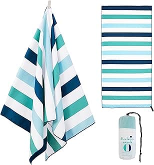 Exclusivo Mezcla Microfiber Quick Dry Beach Towel, Oversized Lightweight Sandfree Pool Towel for Swimming Camping Travel with Bag (Green, 35x70 Inches)