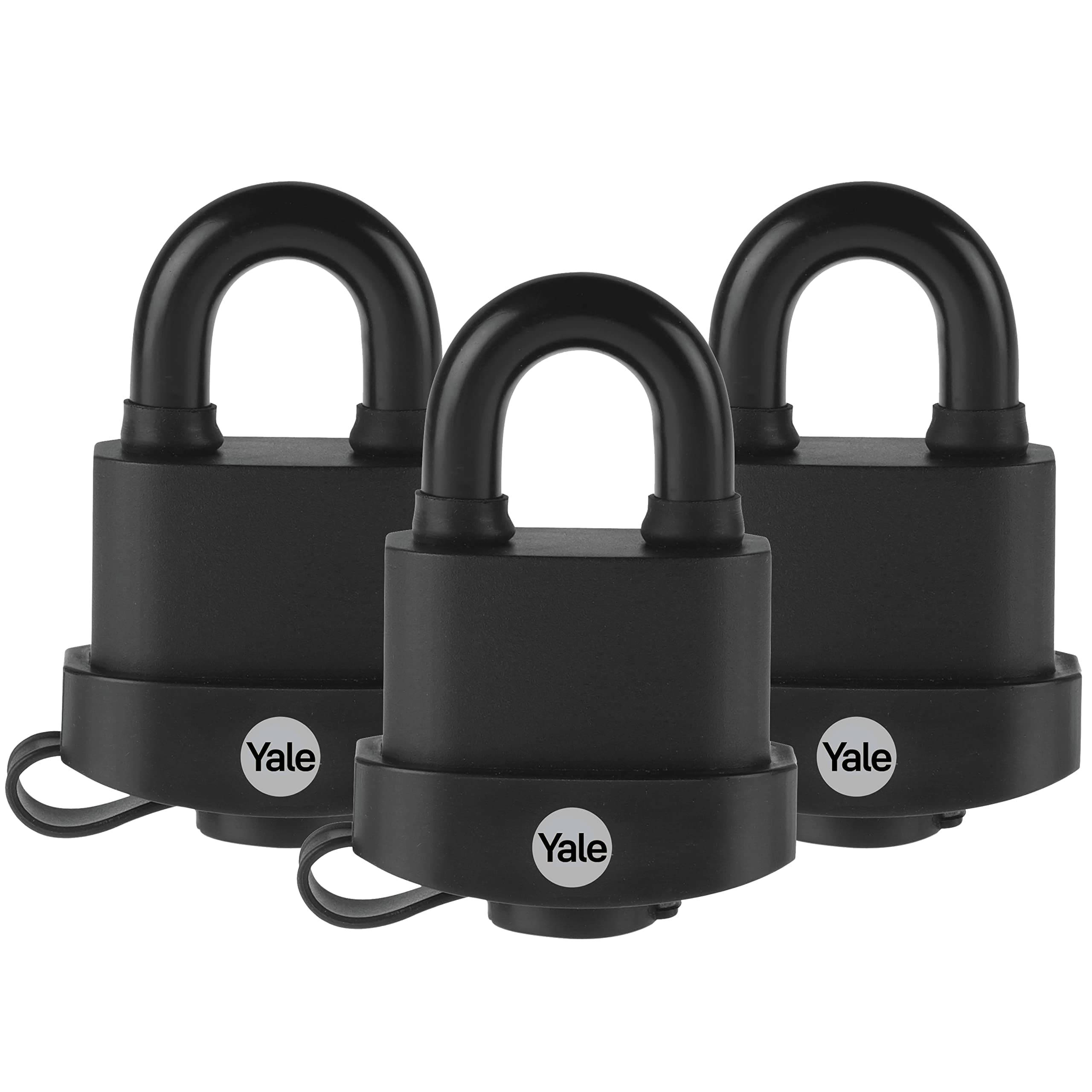 2-1/16" Wide high Security Weatherproof Laminated Padlock with 5/16" Shackle and 3 keyed Alike Keys for Outdoor gate, Fence, and Storage (3 Pack)