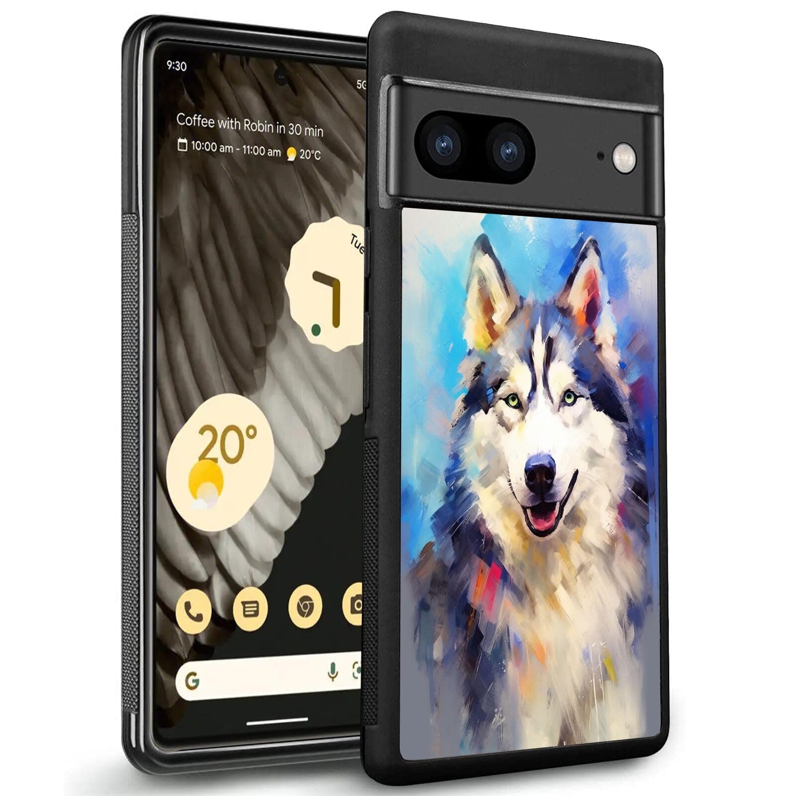 DAFEI Phone Case Compatible with Google Pixel 7 Siberian Husky Dog-aa28 Black Frame Shockproof and Slim Rubber TPU Material with Uniqe Design