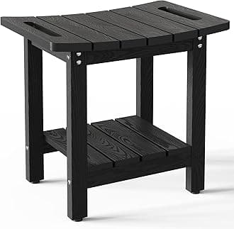 HIPS Shower Benches, Bath Chair for Inside Shower, Shower Stool with Space-Efficient Storage Shelf, Waterproof Shower Chair Seat for Spa Bathroom(Black)