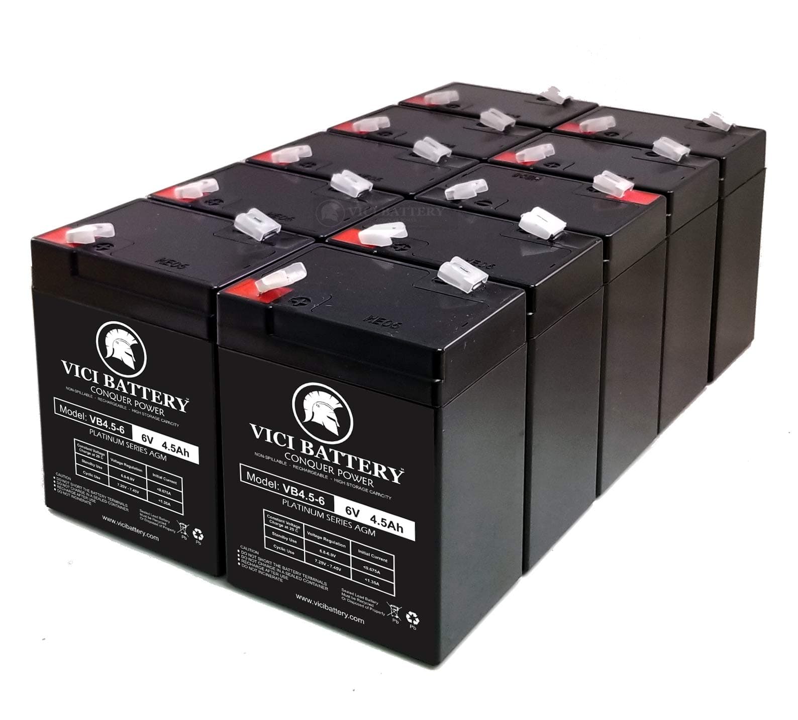 Vici Battery Exit Sign Battery 6V 4.5Ah Backup - 10 Pack