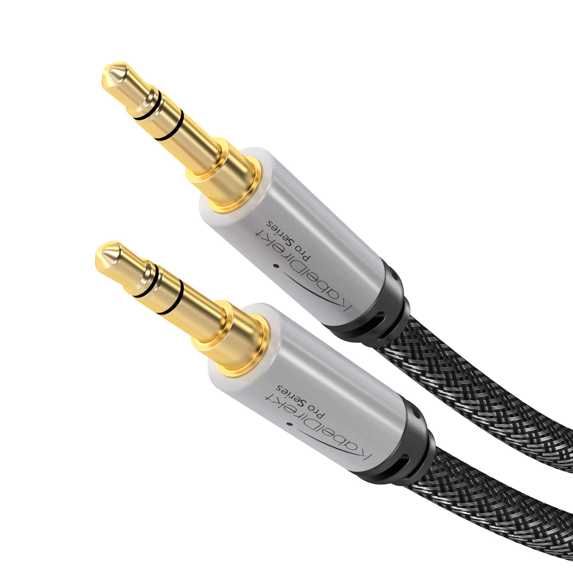 Aux Cord – 3.5mm Audio Cable – 2ft – Designed in Germany with Break-Proof Metal Plug (Headphone & aux Cable for iPhone/car/Laptop, Auxiliary Cord, 3.5mm Male to Male, Nylon) – by CableDirect