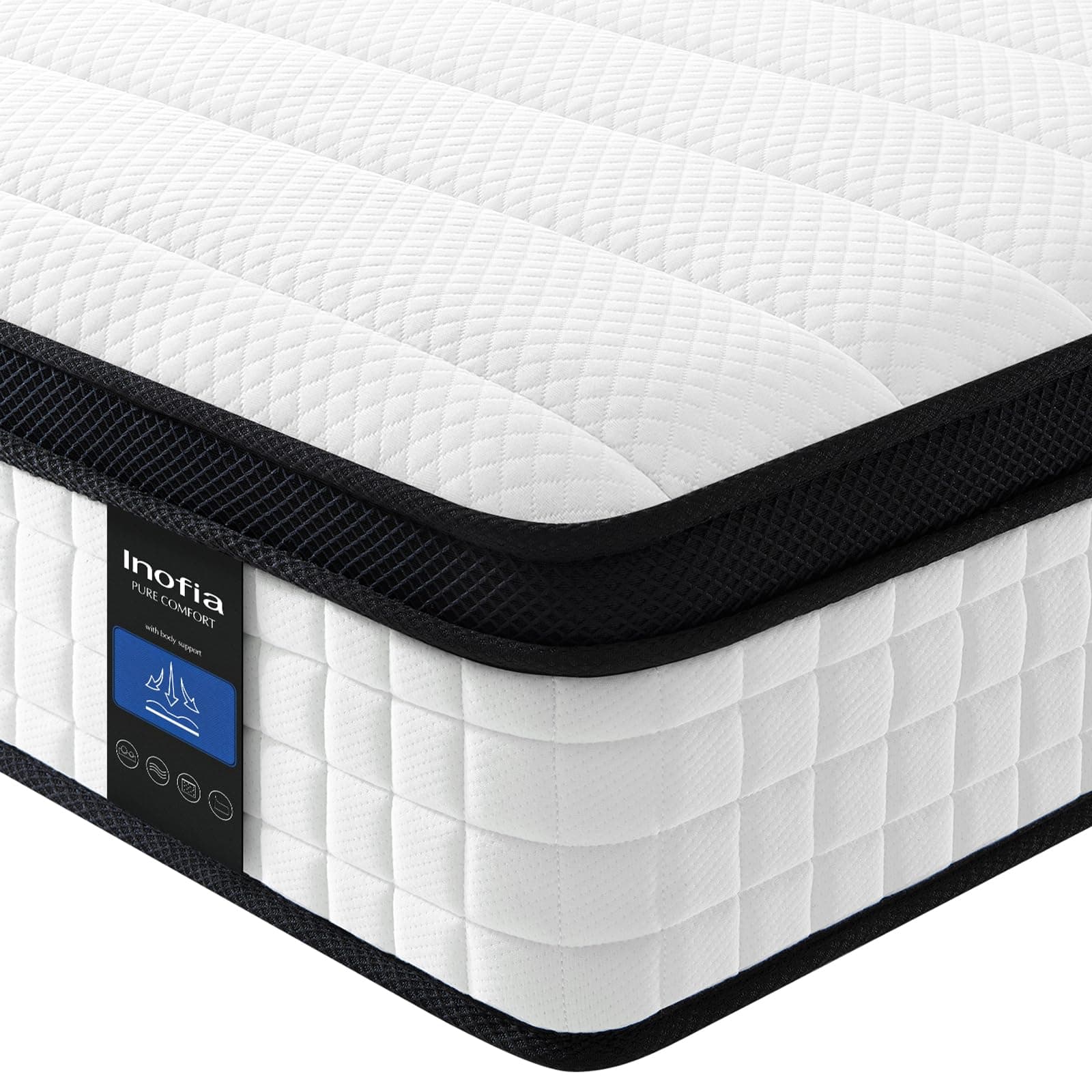 Double Memory Foam Sprung Mattress 10.6 Inch,4FT6 Spring Mattress with Innovative Memory Foam and Soft Knitted Fabric,The Elegant Collection(135x190x27cm)