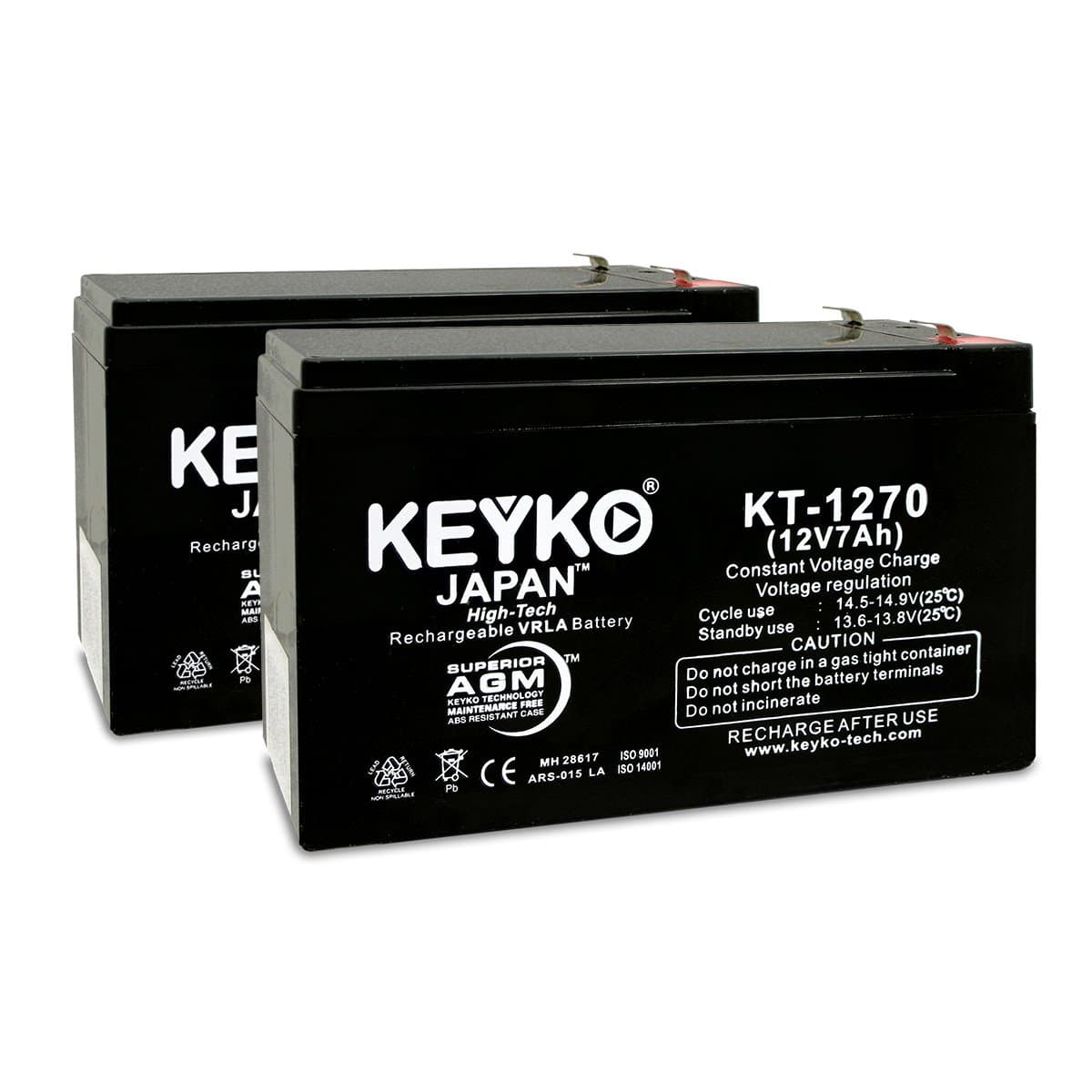 DSC Alarm Systems DSC BD7-12 12V 7Ah Replacement Battery SLA (Sealed Lead Acid) Genuine KEYKO ® (W/ F-1 Terminal)- 2 batteries