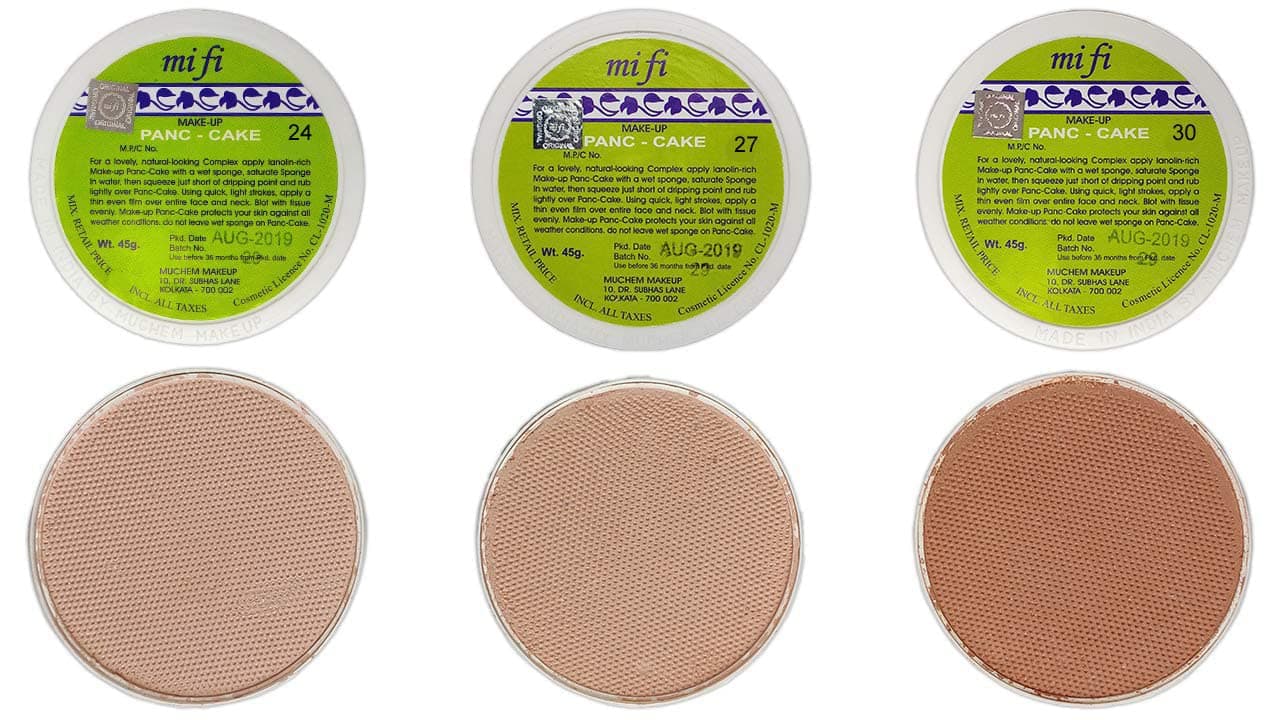 mifi Make Up PANC-CAKE - Pack Of 3-3 Different Shades - No24,27,30 - Classical Dance Baratanatyam,Kuchupudi,Kathak Make Up