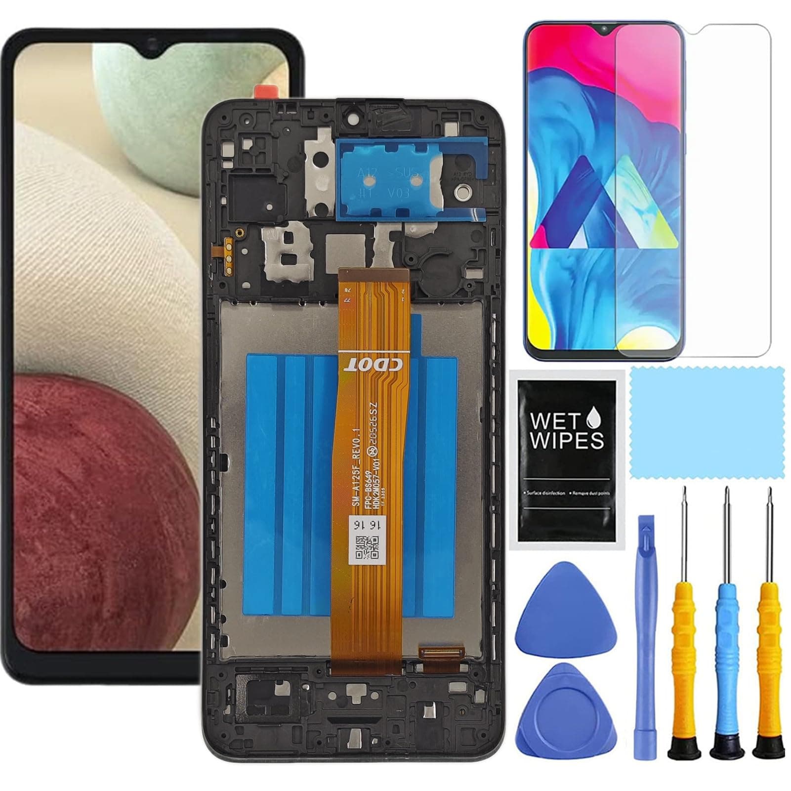 for Samsung Galaxy A12 Screen Replacement with Frame for Samsung a12 a125u Screen Replacement kit s127dl a125a a125w LCD Display digitizer Touch Screen Assembly with Repair Part Tools 6.5 inch