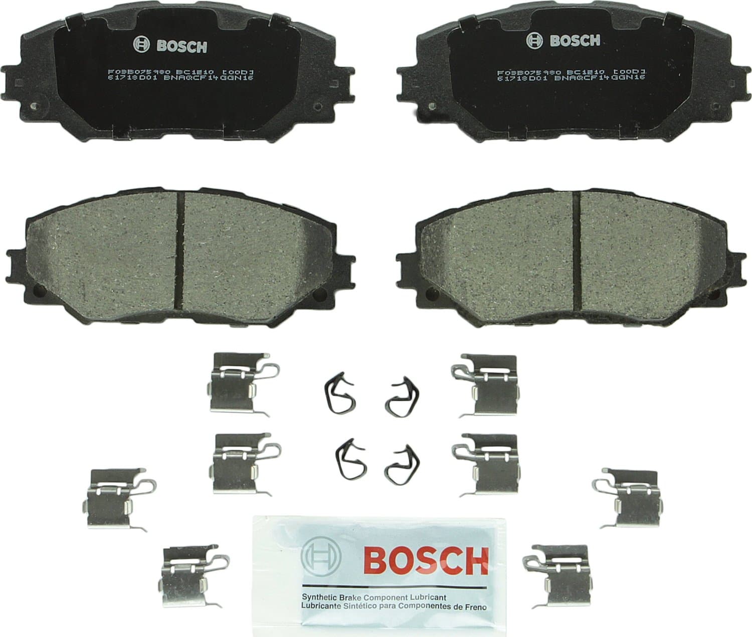 BOSCH BC1210 QuietCast Premium Ceramic Disc Brake Pad Set - Compatible With Select Lexus HS250h; Pontiac Vibe; Scion xB, xD; Toyota Corolla, Matrix, Prius V, RAV4; FRONT