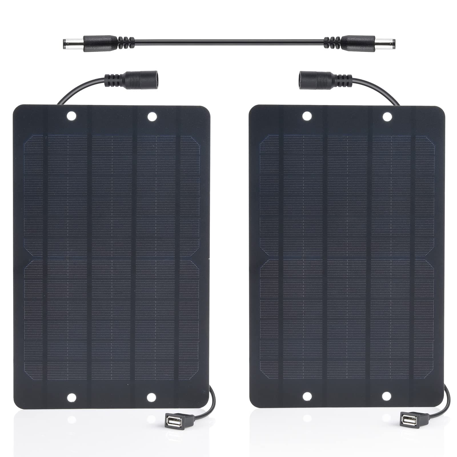 Soshine 2 Pack USB Solar Panel with DC Male to Male Cable - Solar USB Charger 5V 6W High Performance Monocrystalline for Mini Fan, Mobile Phone, Power Bank, Camping Lantern