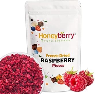 Freeze Dried Raspberry Pieces 50g - Premium Freeze-Dried Fruit Bits - 100% Natural, No Added Sugar or Preservatives Raw Dry Raspberry Grit for Baking, Cake Decorations, Yogurt, Porridge Oat, Smoothie